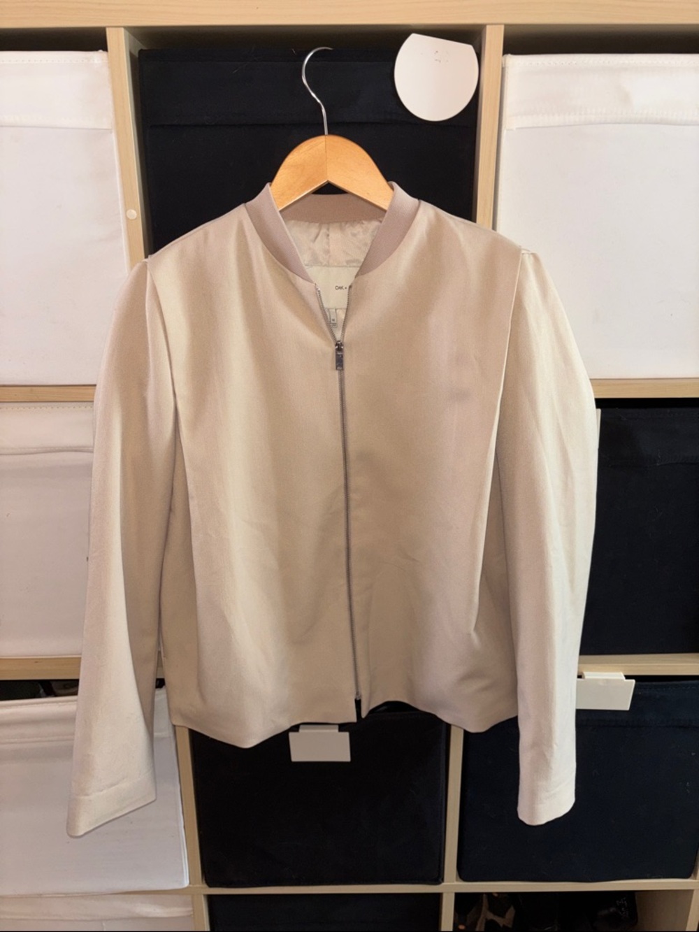 OAK + FORT Women's Zip-Front  Jacket in Light Taupe